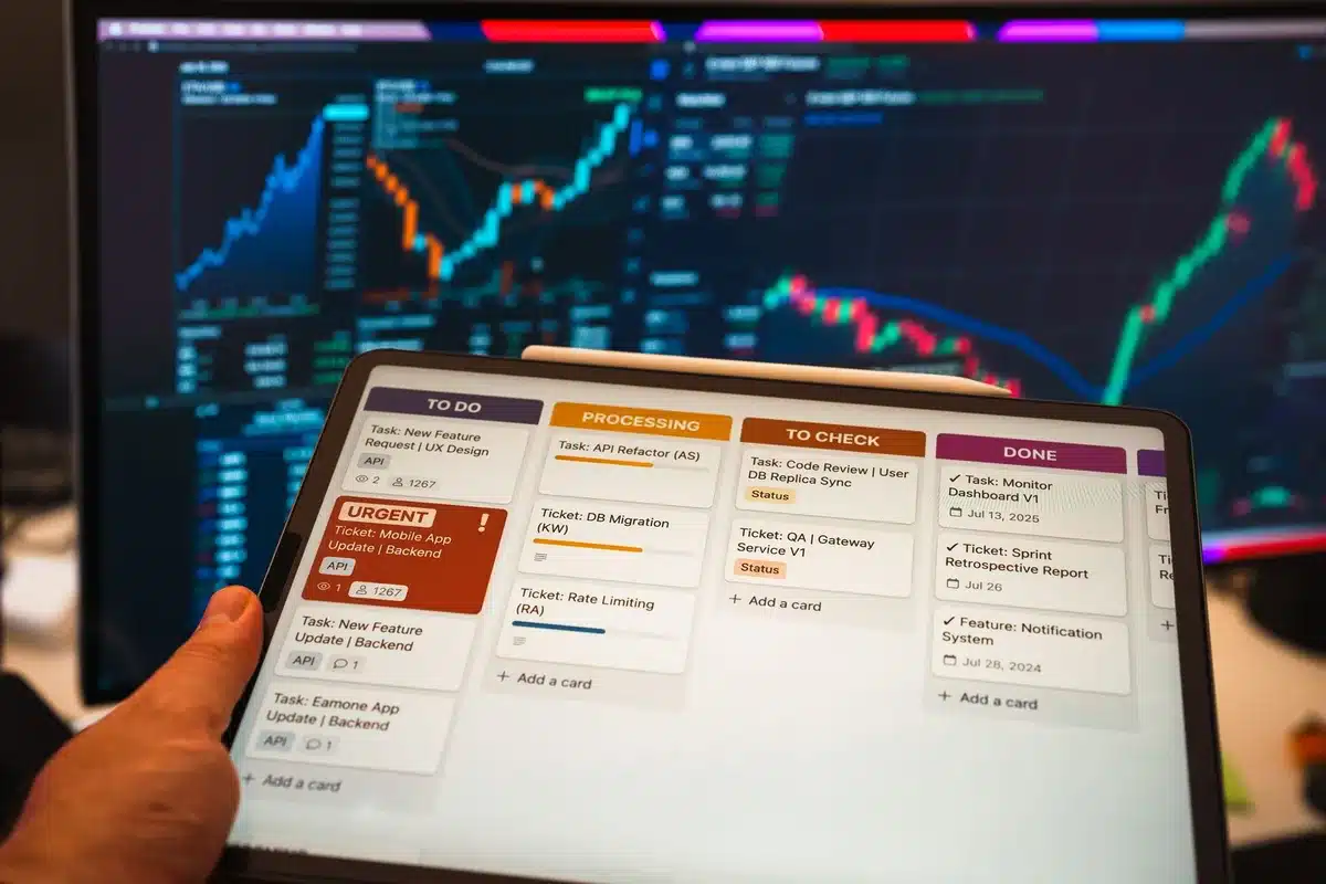 Professionnel travaillant sur la gestion du backlog produit avec des outils agiles
