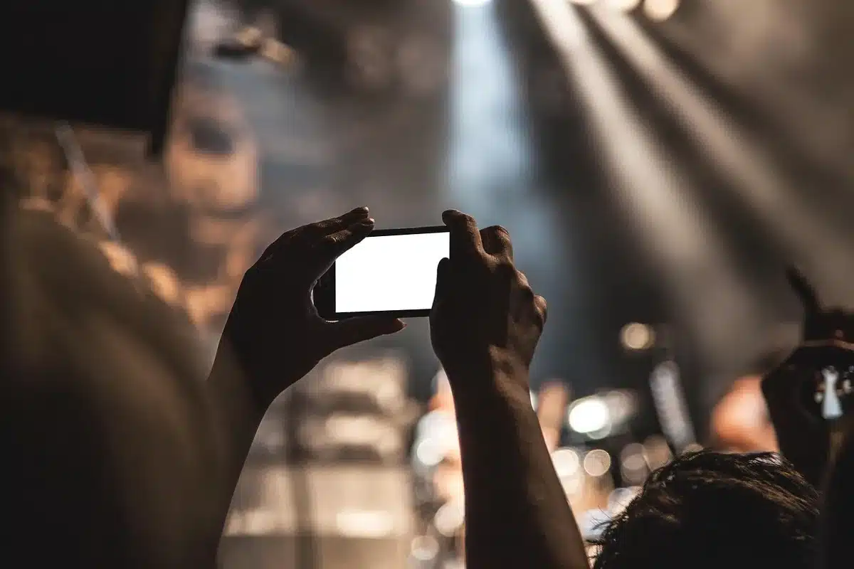 Close-up view of a smartphone camera module with LED flash component