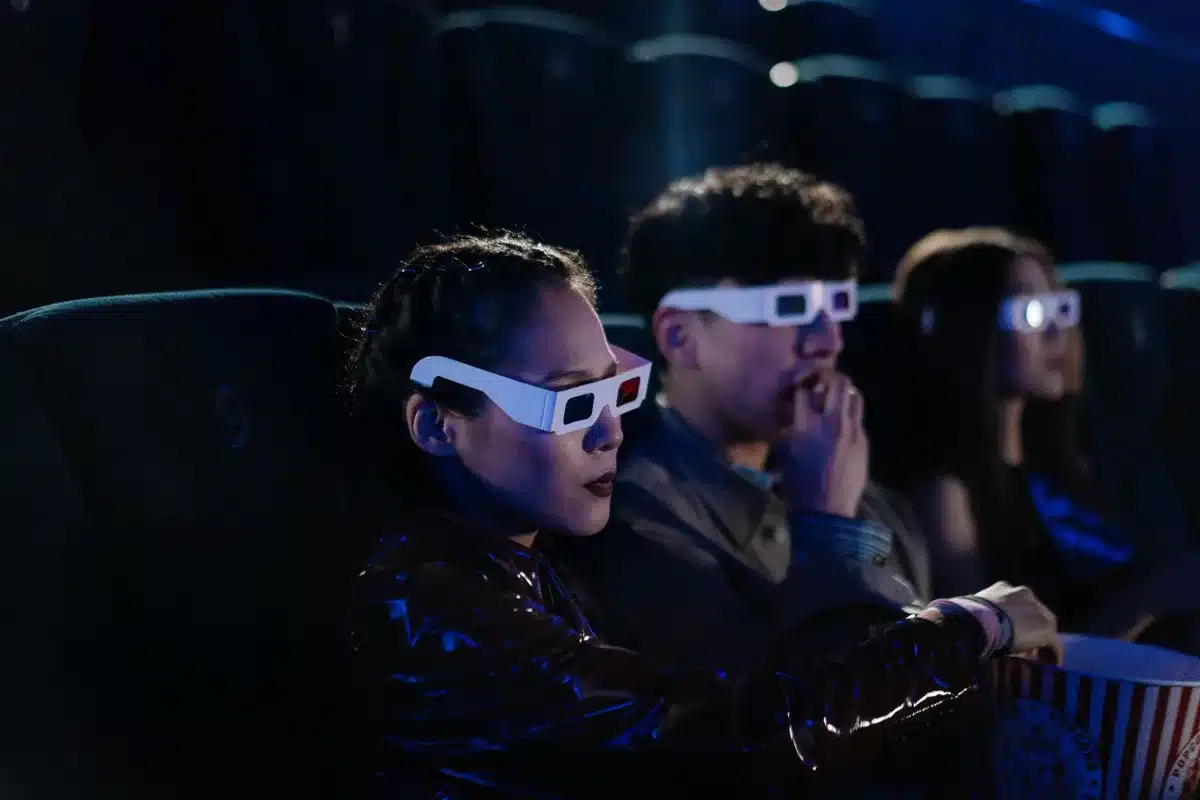 Abstract visualization of spatial audio waves and surround sound technology in motion