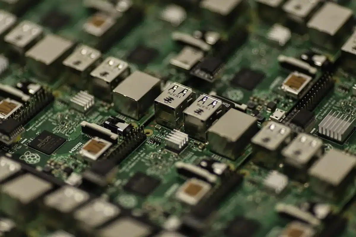Close-up of an unbranded smartphone motherboard and empty chip socket