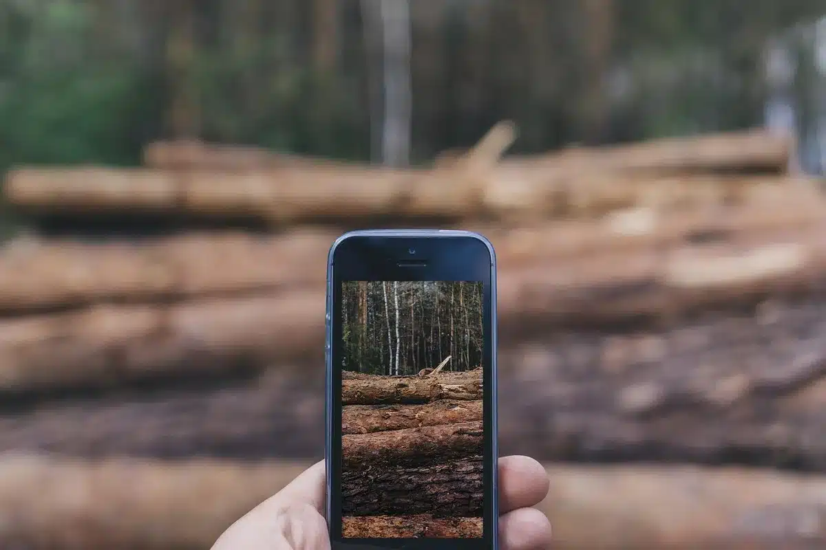 Hand using Spatial Cropping on an iPhone to change photo perspective