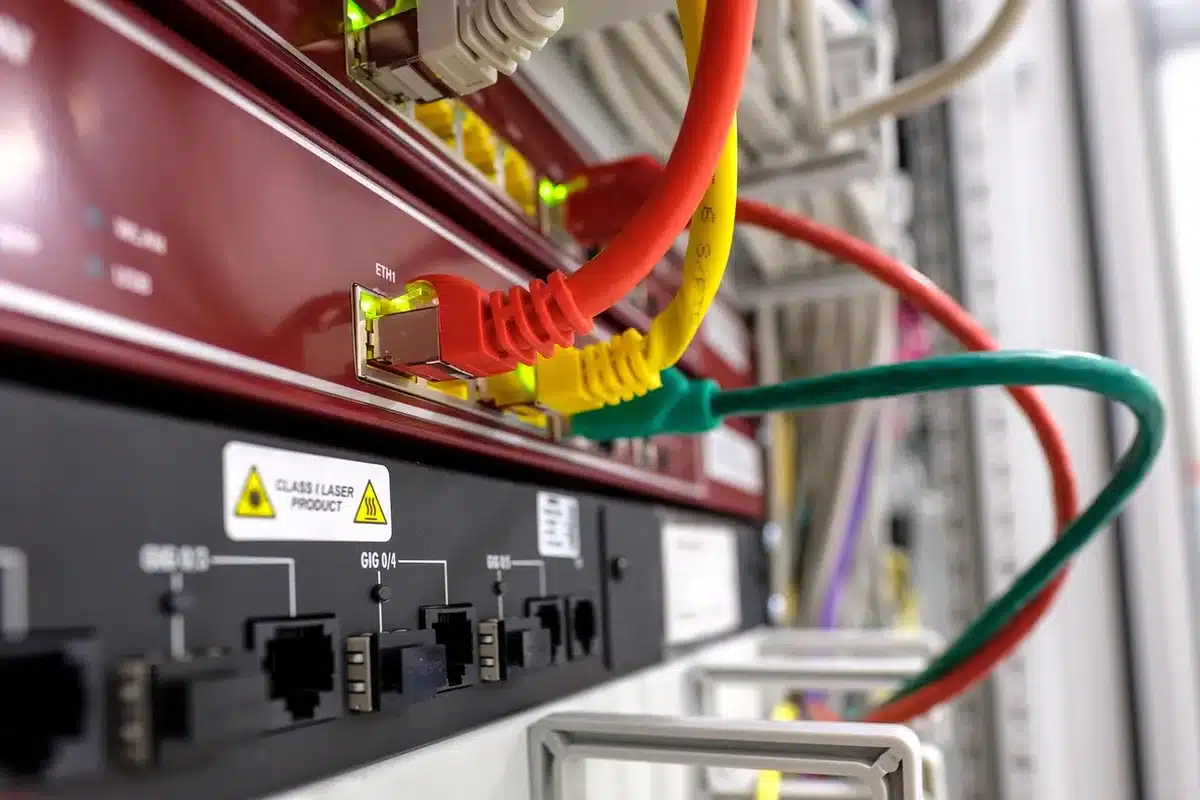 Server racks in a bright data centre aisle illustrating market share shifts